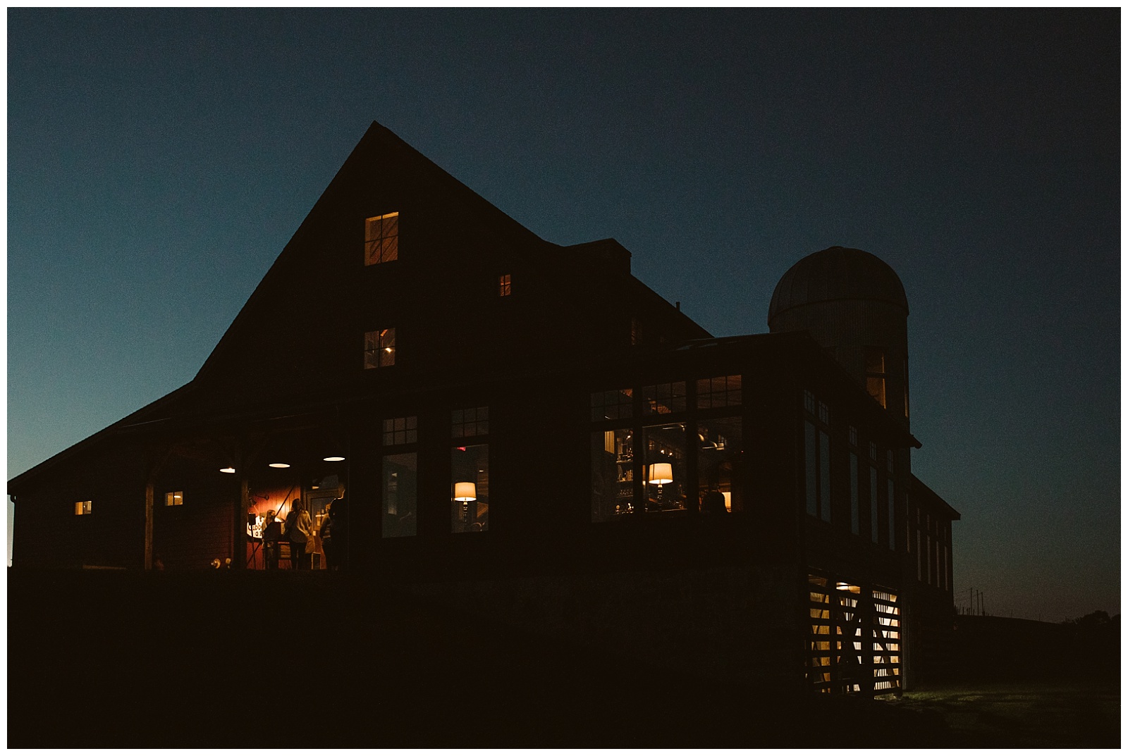 Barn at Gibbet Hill venue at night Boston Wedding Photographer
