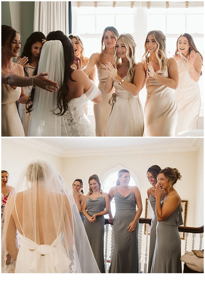 Bridal party first looks at New England Boston area weddings