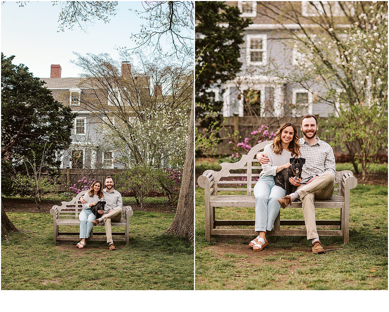 Couple posing for Boston engagement photos