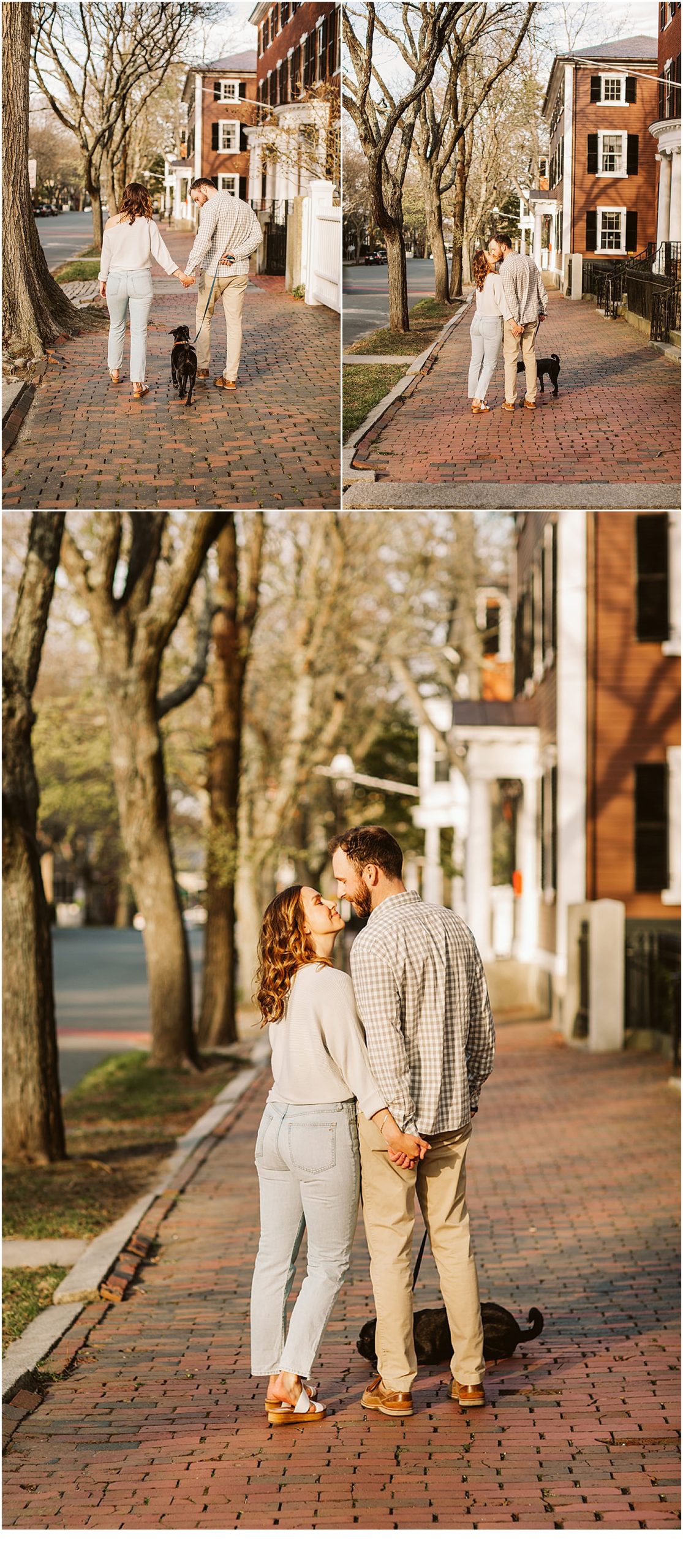 Engagement photos in Downtown Salem Massachusetts with dog